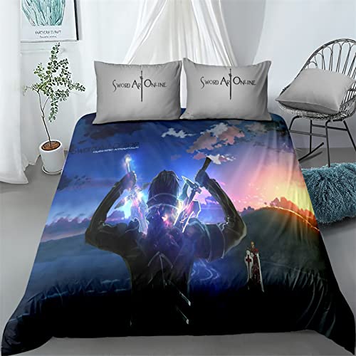 acsefire Anime Sword Art Online Bedrucktes Bettwäscheset SAO Bettbezug Kirito Weicher Bettbezug & Kissenbezüge 2 teilige Sets - Single(#12 135cm*200cm) von acsefire