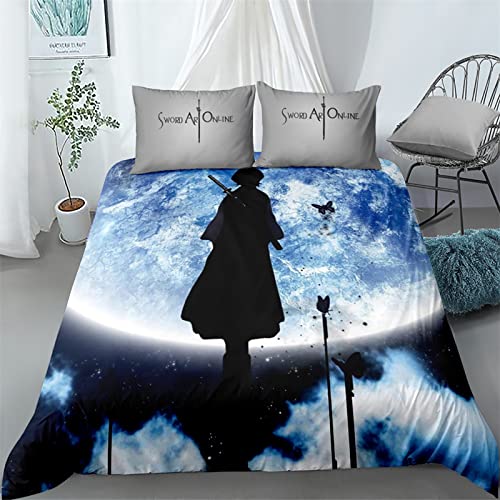 acsefire Anime Sword Art Online Bedrucktes Bettwäscheset SAO Bettbezug Kirito Weicher Bettbezug & Kissenbezüge 2 teilige Sets - Single(#9 135cm*200cm) von acsefire
