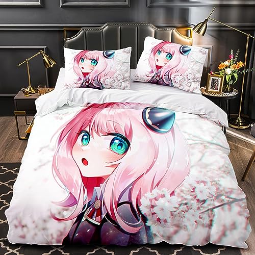 acsewater Spy x Family 3-teiliges Bettwäscheset - Spy x Family Anime Einzel- oder Doppelbettwäscheset mit Steppdecke und Kissenbezügen von acsewater