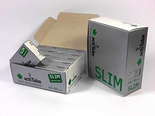 1000 ActiTube SLIM Aktivkohlefilter 20 x 50er Box Display 7mm Eindrehfilter in Acti Tube Tune Filter Tips Filtertips Aktivkohle by actiTube von actiTube
