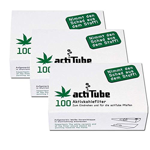 300 ActiTube Aktivkohlefilter 3 x 100er Box Display 9mm Eindrehfilter Pfeife in Acti Tube Tune Filter Tips Filtertips Aktivkohle von actiTube