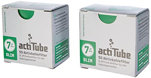 actiTube 17550 2 x Aktivkohlefilter a 50er Schachtel 2 x 50 100 Aktivkohle Slim Filter, Kohlenstoff, Silber, 5 x 4 x 3 cm, 2-Einheiten von actiTube