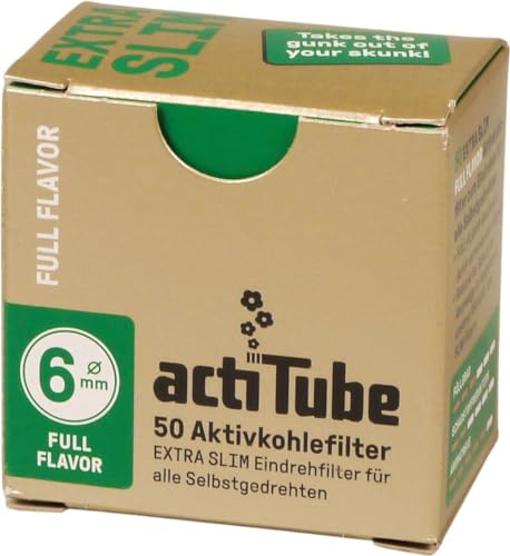 actiTube Extra Slim Gold 6mm Aktivkohlefilter 1 x 50er Schachtel = 50 Filter, 50 g von actiTube