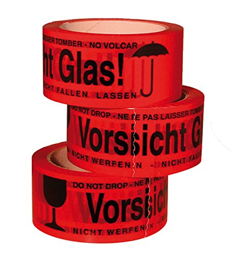 activaTape K180G 180 Rollen Vorsicht Glas Kartondealer PP- Klebeband Paketband 48mm x 66lfm von activaTape