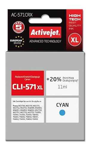 ActiveJet AC-571CRX Tintenpatrone, 1 Stück, kompatibel mit hoher Ergiebigkeit (XL), Cyan von activejet