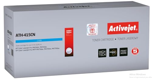 ActiveJet Toner ATH-415CN für HP REEMPLAZO HP 415A W2031A SUPREM 2100 PÁGINAS Cyan mit Chip von activejet