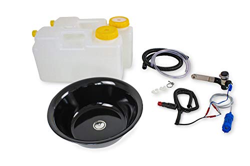 12V Wasseranlage Imbisswagen Verkaufsanhänger Campingküche Bausatz Spüle schwarz 32cm (320mm) OL Barwig Schwarz/chrom Raumsparkanister 12L (ad-ideen) von ad-ideen