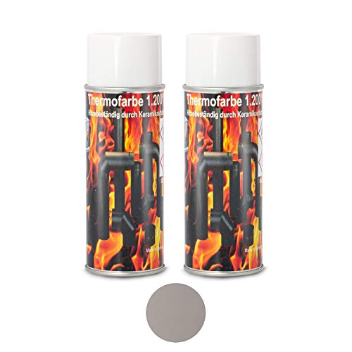 2 Stück Ofenlack 1200°C Ofenspray Ofenfarbe Thermolack 2x Gussgrau Hell 400ml von ad-ideen