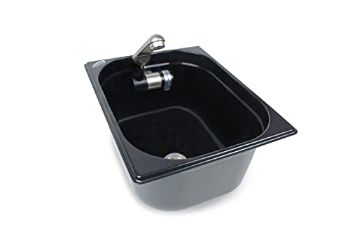 Edelstahl Spülbecken Camping Spüle Waschbecken Design schwarz + Ablauf 325x265x150mm Barwig schwarz chrome Design Wasserhahn integriert (ad-ideen) von ad-ideen