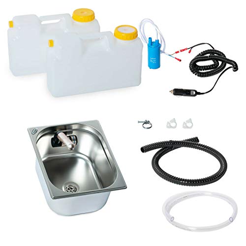 Wasseranlage Imbisswagen Verkaufsanhänger Campingküche 12v Bausatz Spüle 325x265x200 Integrierten Wasserhahn Barwig Raumsparkanister Weithals, 12v Tauchpumpe Bulli Küche(ad-ideen) von ad-ideen