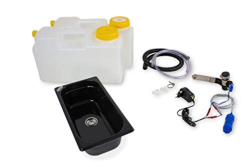 Wasseranlage Imbisswagen Verkaufsanhänger Campingküche Wohnmobil Caravan 230v Bausatz Spüle dunkel 325x176x100 Barwig Schwarz/chrom Raumsparkanister 12L (ad-ideen) von ad-ideen