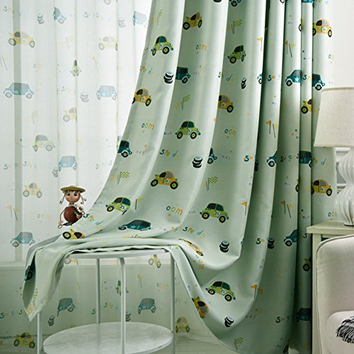 Birsppy adaada Vorhänge Auto Kinderzimmer,Vorhänge Kinderzimmer Junge,Vorhänge für Kleine Fenster,2er Set (230X140cm, Grün) von adaada