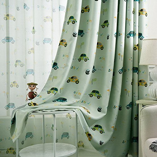 adaada Vorhänge Auto Kinderzimmer,Vorhänge Kinderzimmer Junge,Vorhänge für Kleine Fenster,2er Set (230X140cm, Grün) von adaada