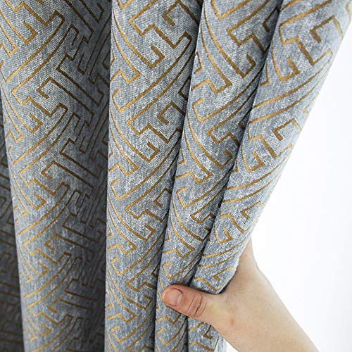 adaada 2er-Set Europäischer Jacquard-Verdunkelungsvorhang Chenille-Vorhang für Wohnzimmer (Blau,245x140cm) von adaada