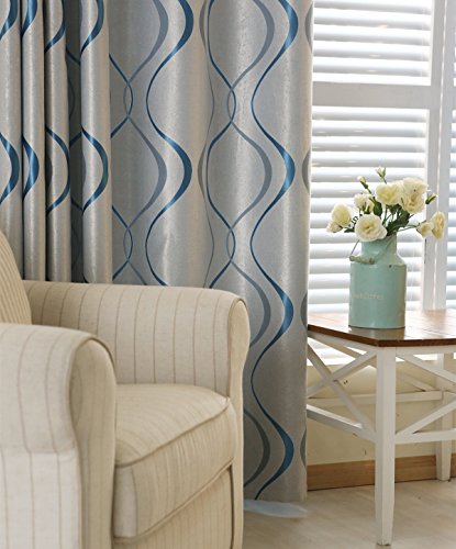 adaada 2er-Set Moderne Art Geometrische Vorhänge Wohnzimmer Vorhänge(230 * 140cm,Blau) von adaada