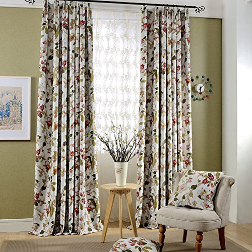 adaada 2er-Set Romantische Gardinen Vintage Vorhänge Mit Kräuselband,Klassische Blickdicht Vorhänge Für Schlafzimmer Wohnzimmer (Stoffvorhang, 260x140cm) von adaada