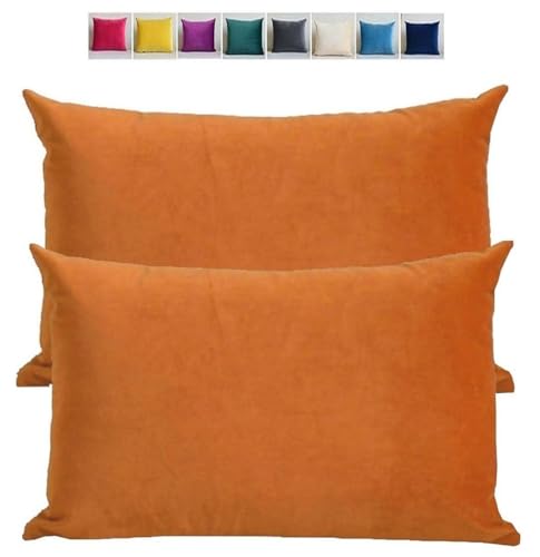 Moderner Stil Kissenbezug 60x80 Kissen 50x70 Bezug Couch Sofa Kissenbezüge Samt 40x60，2er Set Dekokissen Bezug Blau/Grün/Grau, Pillowcase Pillow Cases 40x70, Kissen Abdeckung(Deep Orange,60x80 cm 24x3 von adadvo