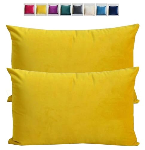 Moderner Stil Kissenbezug 60x80 Kissen 50x70 Bezug Couch Sofa Kissenbezüge Samt 40x60，2er Set Dekokissen Bezug Blau/Grün/Grau, Pillowcase Pillow Cases 40x70, Kissen Abdeckung(Deep Yellow,45x45 cm 18x1 von adadvo