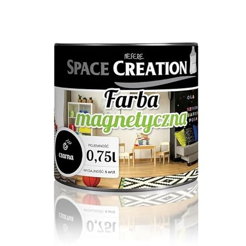 adam toys Magnetfarbe schwarz 0,75l - Magnetische Farbe 5m2/l - Acryl-Innenfarbe auf Wasserbasis - zieht Magnete an - Magnettafel an Wand - Wanddekoration in Kinderzimmer, Schule, Küche, Wohnzimmer von adam toys