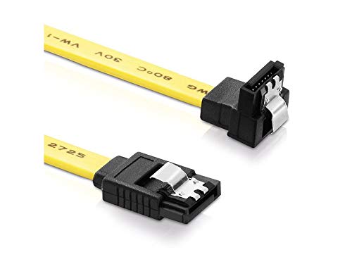 adaptare 31405 50 cm SATA-Kabel 6 GB/s mit Metall-Clip und einem Winkel-Stecker gelb von adaptare