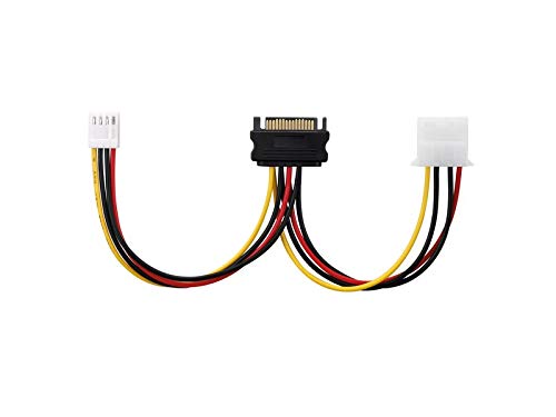 Adaptare 34109 Netzteil-Adapter-Kabel 15-Polig SATA-Anschluss auf 4-Polig IDE und Floppy FDD Schwarz von adaptare