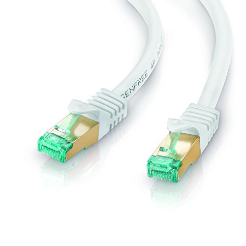 adaptare 67420 RJ45 Ethernet-Netzwerkkabel (S/FTP, PIMF, CU AWG26/7), mit Cat7 Rohkabel 5,00m weiß von adaptare