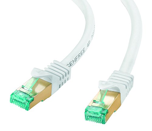 adaptare 67423 RJ45 Ethernet-Netzwerkkabel (S/FTP, PIMF, CU AWG26/7), mit Cat7 Rohkabel 20,0m weiß von Adaptare