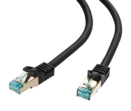 adaptare 67431 RJ45 Ethernet-Netzwerkkabel (S/FTP, PIMF, CU AWG26/7), mit Cat7 Rohkabel 15,0m schwarz von Adaptare