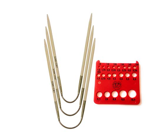 addi CrasyTrio Bambus (Flexi-Flips) mit goldfarbener Kordel (EU-Version) (3er-Set) mit roter Nadelstärke 24 cm, Größe 2,75 mm von addi