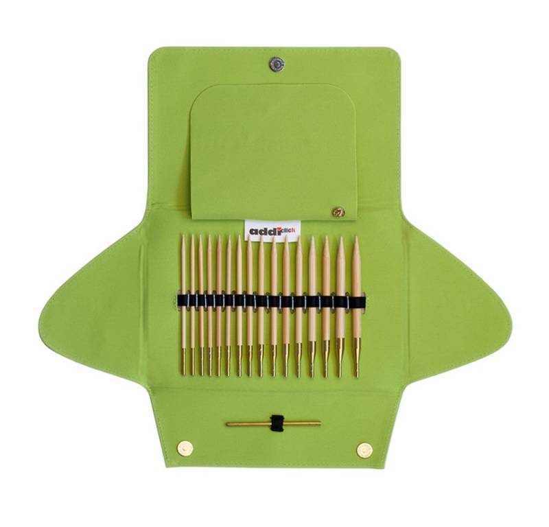 addi Rundstricknadeln addiClick Nature Bamboo-Etui 3,5-8 mm, addi-click Bamboo Stecksystem Set von addi