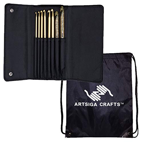 addi Stricknadeln Häkelnadel Click Aluminium und Kunststoff Wechselsystem Bundle mit 1 Artsiga Crafts Project Tasche von addi