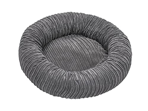 adekor_home Rund Hundebett Katzensofa Tierbett Katzenbett Cord Katzennest Hundekissen Schlafplätze Für EIN Haustier 60cm | 80cm | 100cm Grau/Schwarz/Creme/Braun… (XL, Grau) von adekor_home