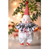 Handgemachter Weihnachtsschmuck Harlekin Spaßvogel Kunstpuppe von adelepo