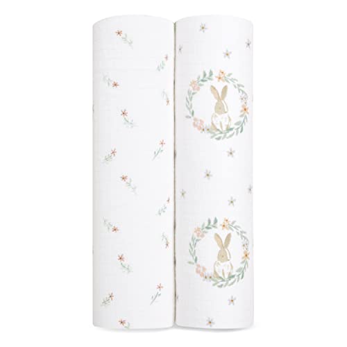 aden + anais™ Essentials Baumwoll-Musselin-Pucktuch Blushing Bunnies in 2er-Packung von aden + anais