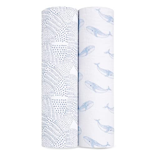aden + anais™ große Bio-Baumwoll-Musselin-Pucktücher Oceanic in 2er-Packung von aden + anais