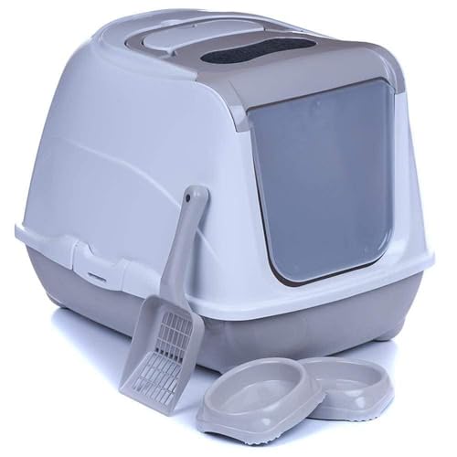 Katzentoilette Flip Jumbo warmgrau + Jumbo Streuschaufel + 2 Näpfe Katzentoilette Flip Jumbo warmgrau + Jumbo Streuschaufel + 2 Näpfe von adena