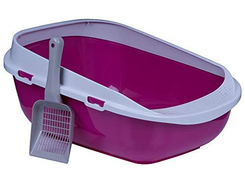 Katzentoilette XXL Jumbo Schale 65 cm pink inkl. Schaufel von adena