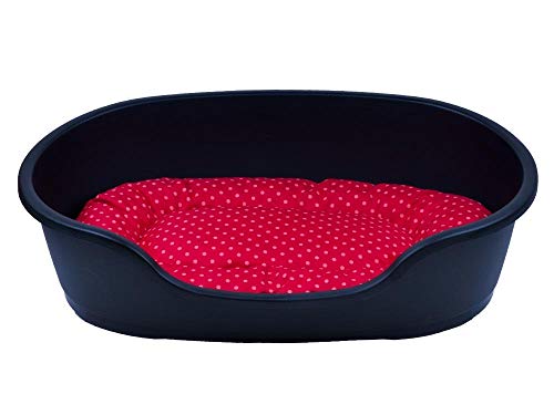 adena Hundekorb 110 x 74 cm anthrazit + Kissen Tupfen rot von adena