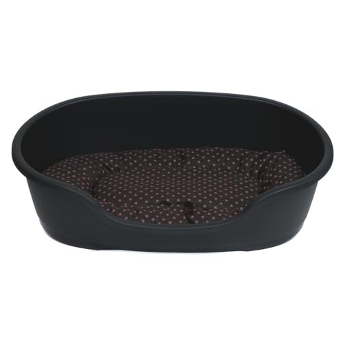 adena Hundekorb 92 x 61 cm anthrazit + Kissen Tupfen braun von adena
