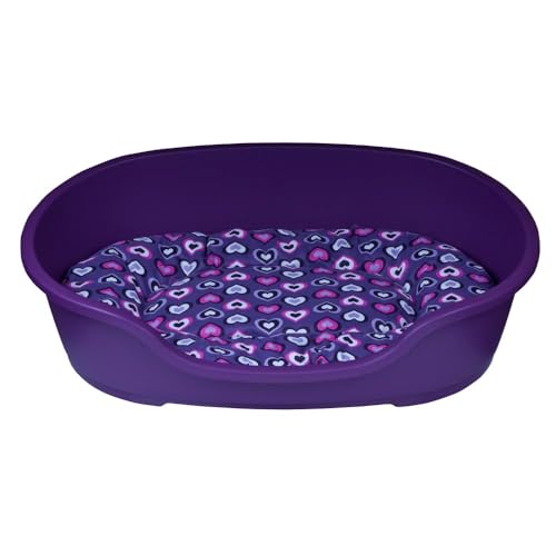 adena Hundekorb 92 x 61 cm warmgrau + Kissen Herzen lila von adena