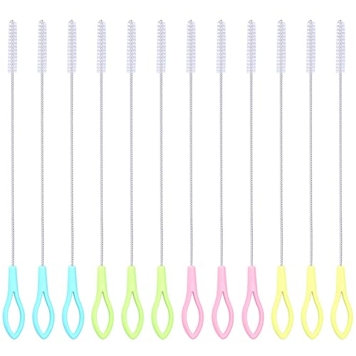 Strohhalm Bürste,Lange Strohhalm Reinigungsbürste, Strohhalm Bürste, Flaschenbürste Dünn, weiche Nylon-Bürsten,für Babyflaschen, Trinkhalme, Teekannen und Mehr (12) von adspow