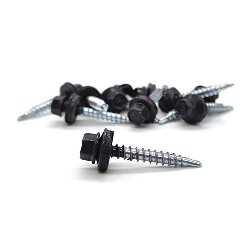 Trapezblechschrauben, hell verzinkt, gefärbter Kopf, SW8 Antrieb - 100 Stück (4,8 x 20 mm) von adunox