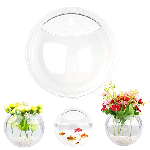 2 Stück Wandbehang Pflanzen-Terrarium, klare Acryl Globus Blumenvase für Luftpflanzen Sukkulenten, wandmontierte Schüssel für Aquarien, klarer Blumentopf für Sukkulenten, Luftpflanzen von æ—