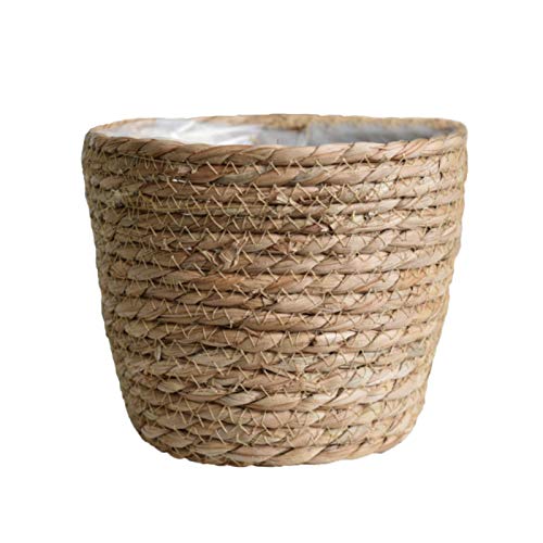 æ – Pflanzkorb aus Seegras, natürliche Blumentöpfe, Behälter, handgewebte Blumentopfabdeckung mit auslaufsicherem Kunststofffutter für drinnen und draußen, Garten, Balkon, Heimdekoration (18 x 12 x 12 von Redify