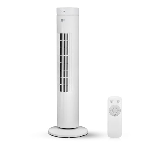 aeco AirX SPIN Turmventilator mit Fernbedienung 3 Geschwindigstufen 7H Timer 35w mobiler Lüfter Oszilation 60° Säulenventilator Standventilator luftkühler Tower Fan mit Speicherfunktion von aeco