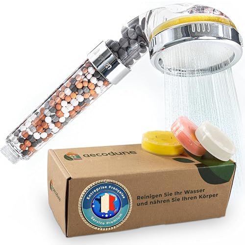 Aecodune Premium Vitamin C Duschkopf mit Filter - Duschkopf - Ausgezeichnete Schönheit - Ätherische Öle Eco Filter Duschkopf - Kalkfilter Duschkopf mit Mineralsteinen - Blockiert Chlor von aecodune