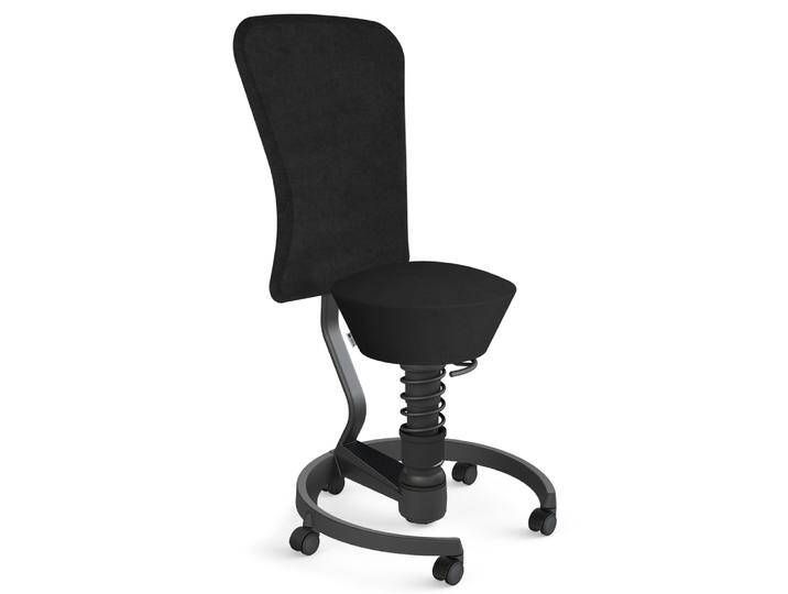 AERIS SWOPPER MIT ROLLEN UND LEHNE - Swopper Low Mikrofaser Schwarz Gestell Schwarz von aeris-swopper