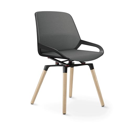 aeris Numo Comfort - Ergonomischer Konferenzstuhl mit edlen Holzbeinen aus Eiche - moderner Designstuhl mit patentierter Technik - rückenschonender Bürostuhl - Sitzhöhe 48 cm von aeris