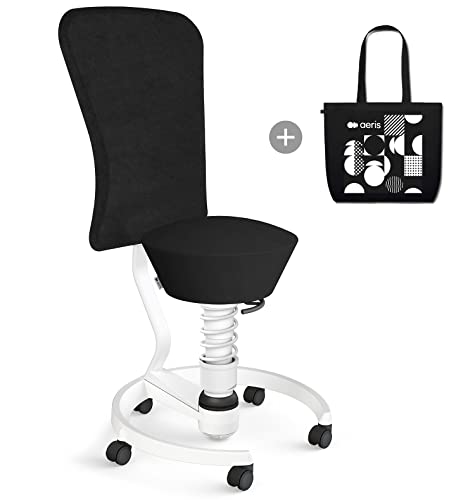 aeris Swopper – Hocker mit Lehne – Bürohocker höhenverstellbar – Schreibtischstuhl gegen Rückenschmerzen – Ergonomischer Bürostuhl und Sitztrainer, Feder Low von aeris