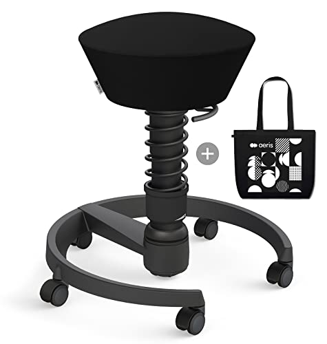 aeris Swopper mit extra Baumwolltasche, Ergonomischer Hocker, Bürohocker höhenverstellbar, Vielseitiger Sitzhocker für einen gesunden Rücken, Bürostuhl mit Rollen, 45-59 cm Sitzhöhe, Feder Standard von aeris